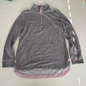 Vineyard Vines Women's Grey 1/4 Zip Sweatshirt Size S Whale Logo Mockneck Preppy